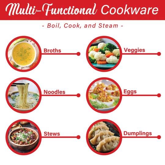 Brentwood 1.9qt. 600-Watt Stainless Steel Cordless Electric Hot Pot Cooker & Food Steamer With Swivel Base